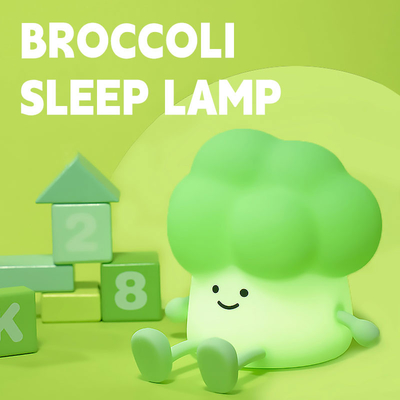 DY Trendy Sleep Silikonowe światło nocne Ładowalna lampa pod łóżkiem warzywna 3 poziomy przyciemniające brokuły światło nocne
