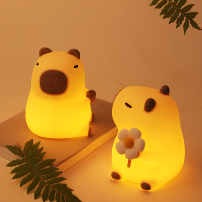 Cute Silicone Capybara Nocne światło Dzieci Nocne światło Podarunek USB Zaaładowalna zwierzęca Silicone Nocna lampa