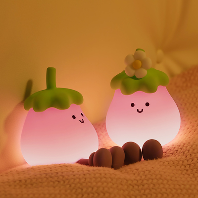 2025 Gorąca sprzedaż Led Battery Usb Powered Eggplant Nocne światła dla dzieci Lampa do dekoracji domu Świąteczne oświetlenie Nocne światła dla prezentów