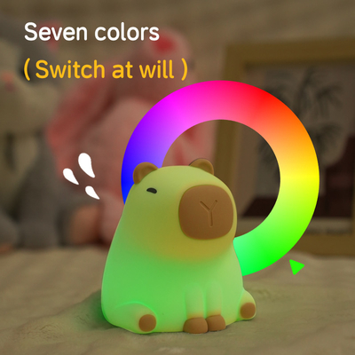 Nowy Cute Capybara Silicone Night Light Usb Przypłacalny Led Pat Lamp Timing Dimming Dekoracyjny Stolik Śpiąca Nocna Lampa