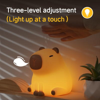 Nowy Cute Capybara Silicone Night Light Usb Przypłacalny Led Pat Lamp Timing Dimming Dekoracyjny Stolik Śpiąca Nocna Lampa