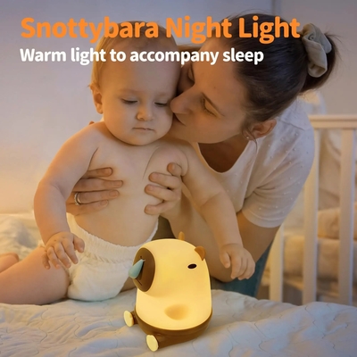 Całkowity kapybara nocne światło urocze zwierzę nocna lampa Snottybara silikonowe dotykowe światła dekoracyjne przenośne ładowalne dla dzieci