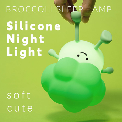 DY Trendy Sleep Silikonowe światło nocne Ładowalna lampa pod łóżkiem warzywna 3 poziomy przyciemniające brokuły światło nocne
