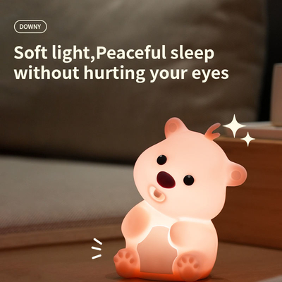Cute Bear Shape Silicone Night Light Silicone Dekoracja sypialni Stolik Lampa nocna