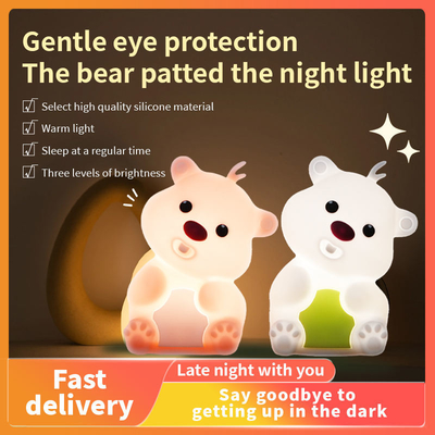 Cute Bear Shape Silicone Night Light Silicone Dekoracja sypialni Stolik Lampa nocna